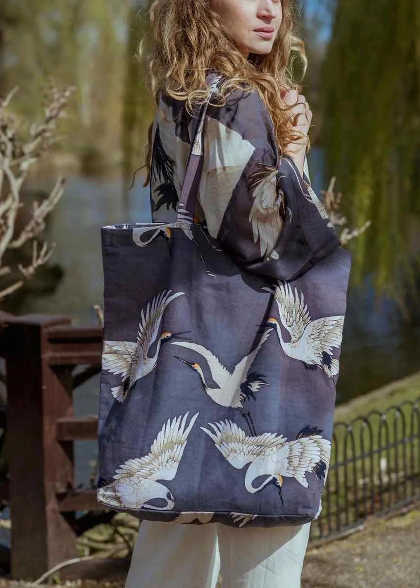Charcoal Stork Tote Bag