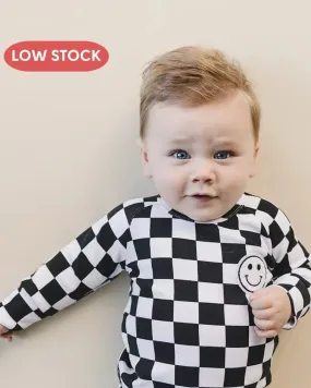 Checkered Smiley Lounge Set | Black