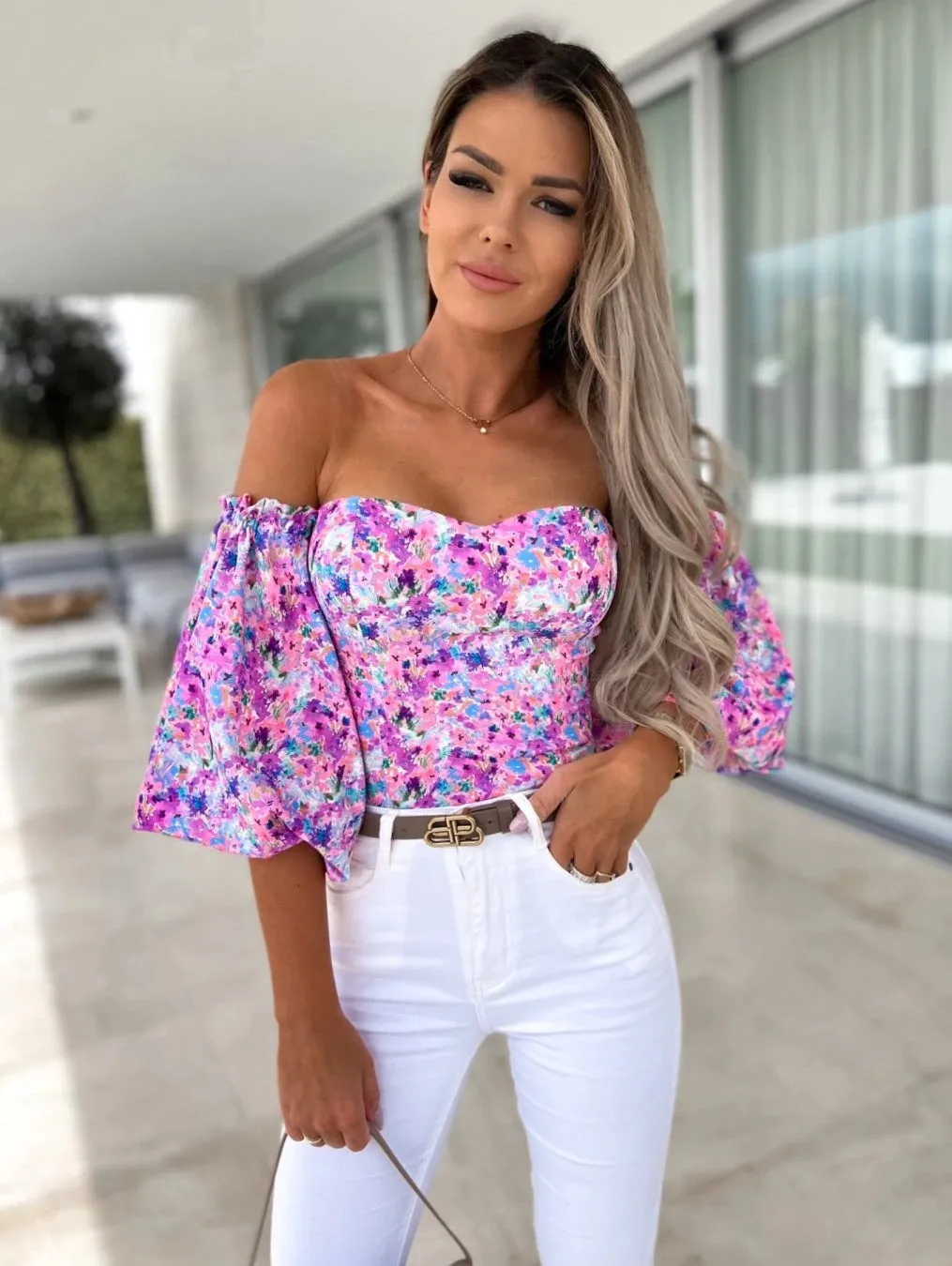 Classy Sexy Off-neck Off-shoulder Tube Printed Blouses