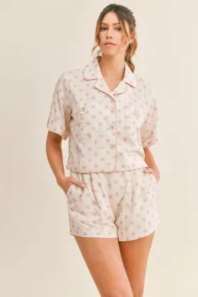 Collar Crop Top and Short Lounge Set