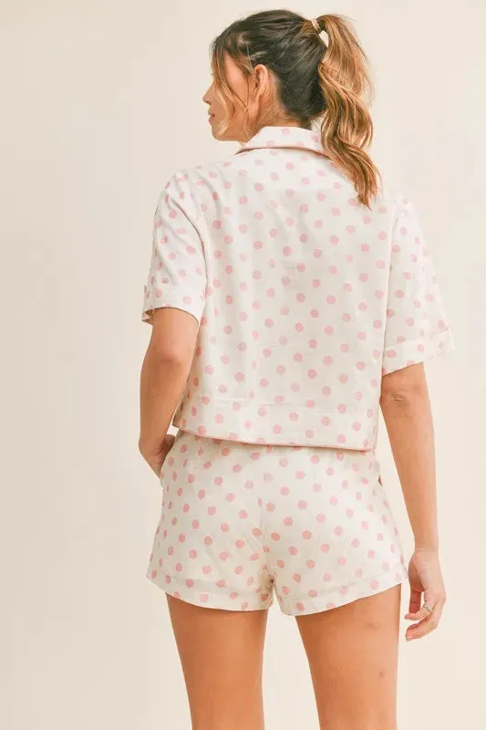 Collar Crop Top and Short Lounge Set