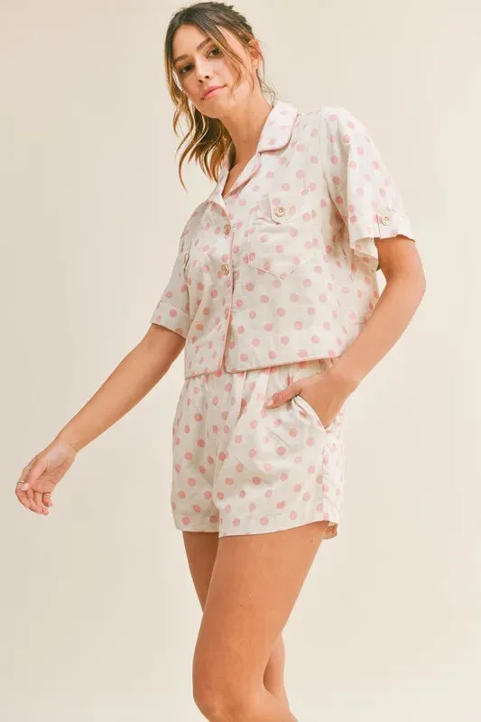 Collar Crop Top and Short Lounge Set