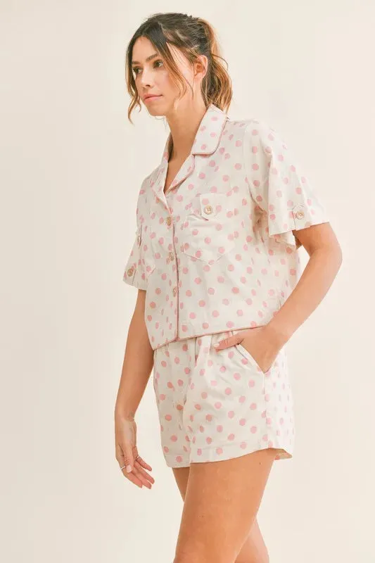 Collar Crop Top and Short Lounge Set