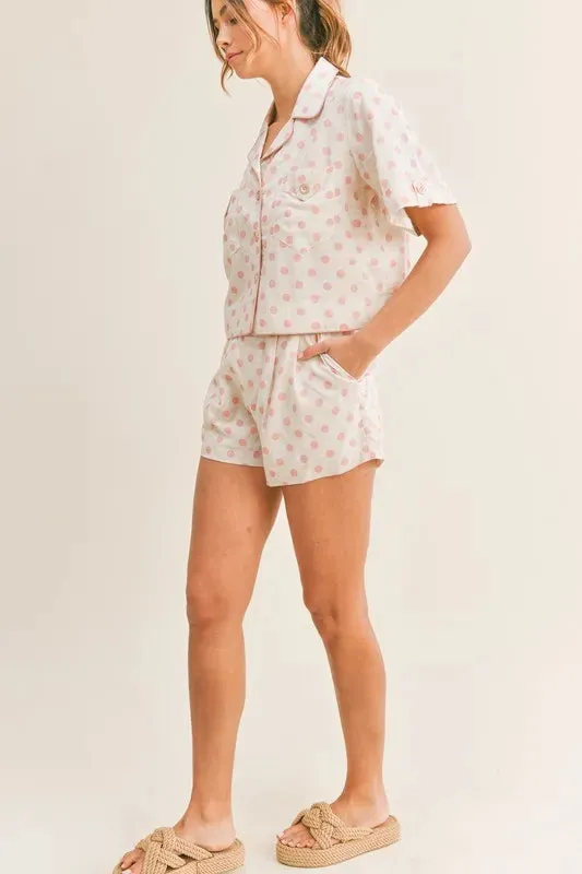 Collar Crop Top and Short Lounge Set