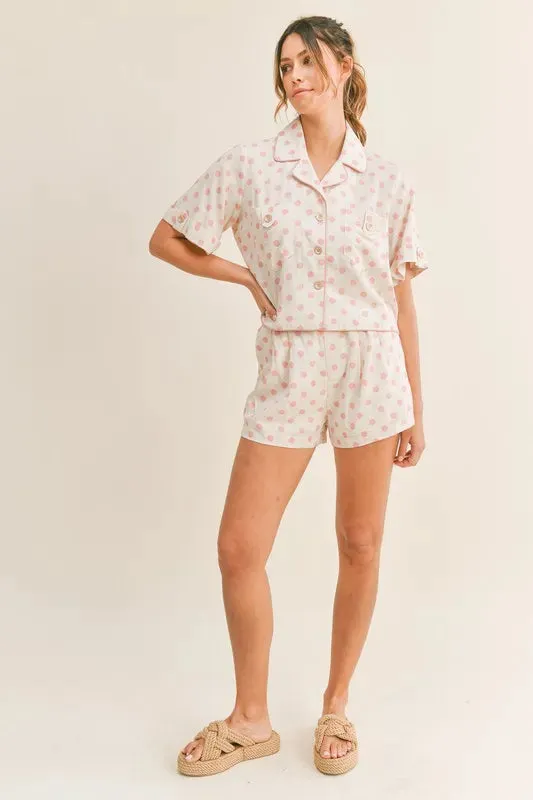 Collar Crop Top and Short Lounge Set