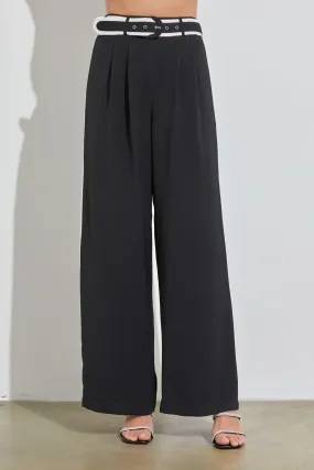 contrast wide leg pants