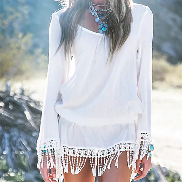 COTTON BEACH COVER UP WHITE