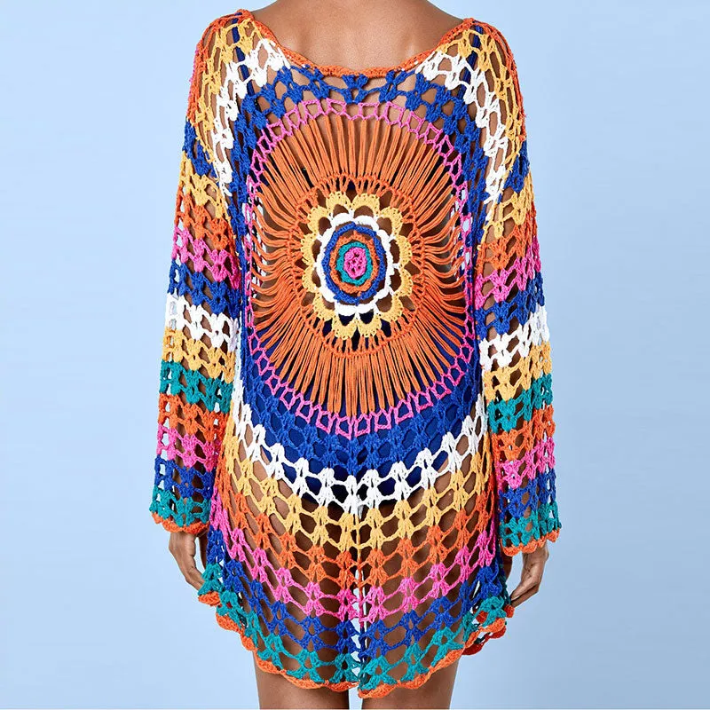 Crocheted Rainbow Beach Knit Blouse #Rainbow #Crocheted