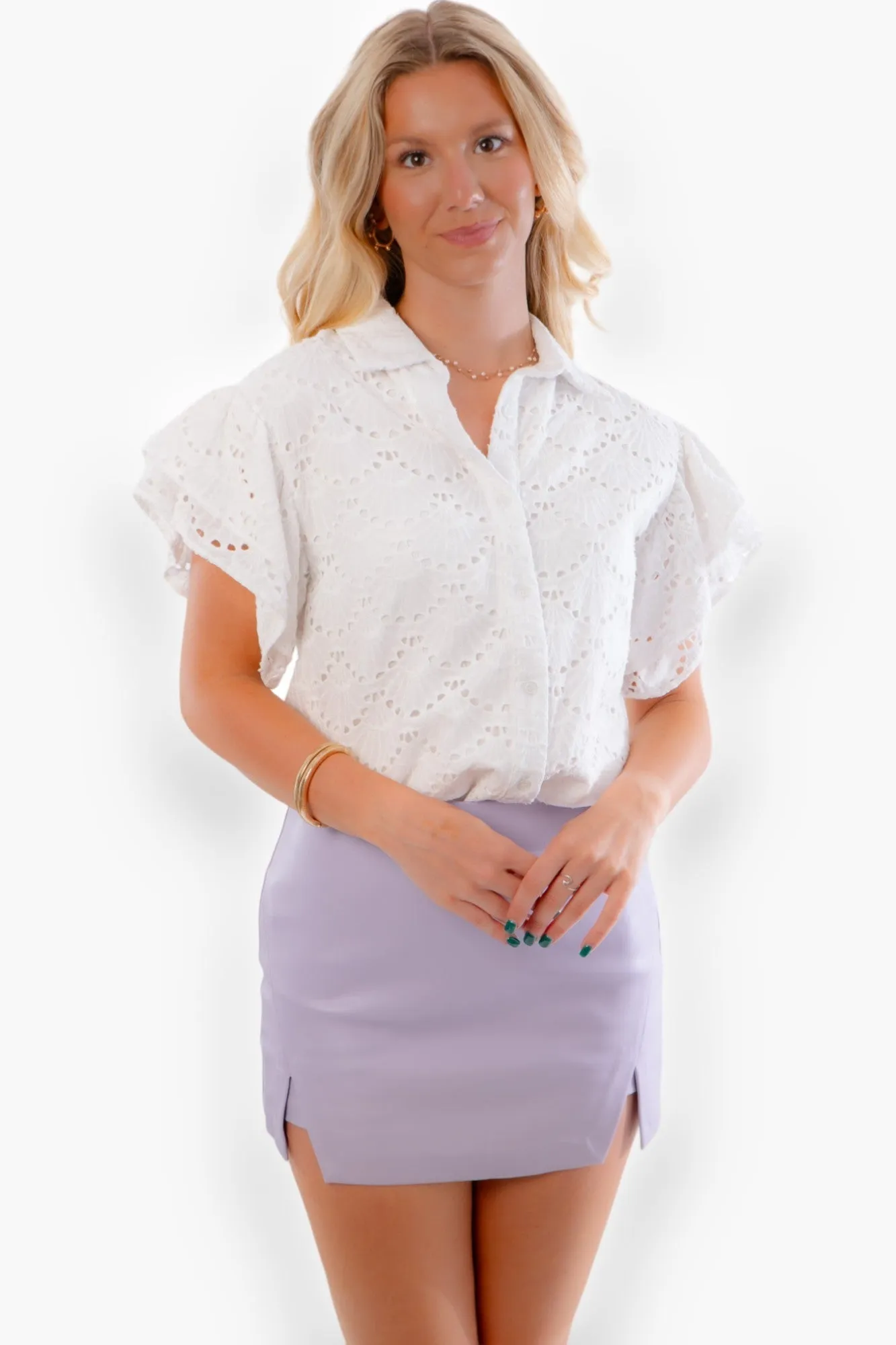 Daya Lavender Leather Front Slit Skort