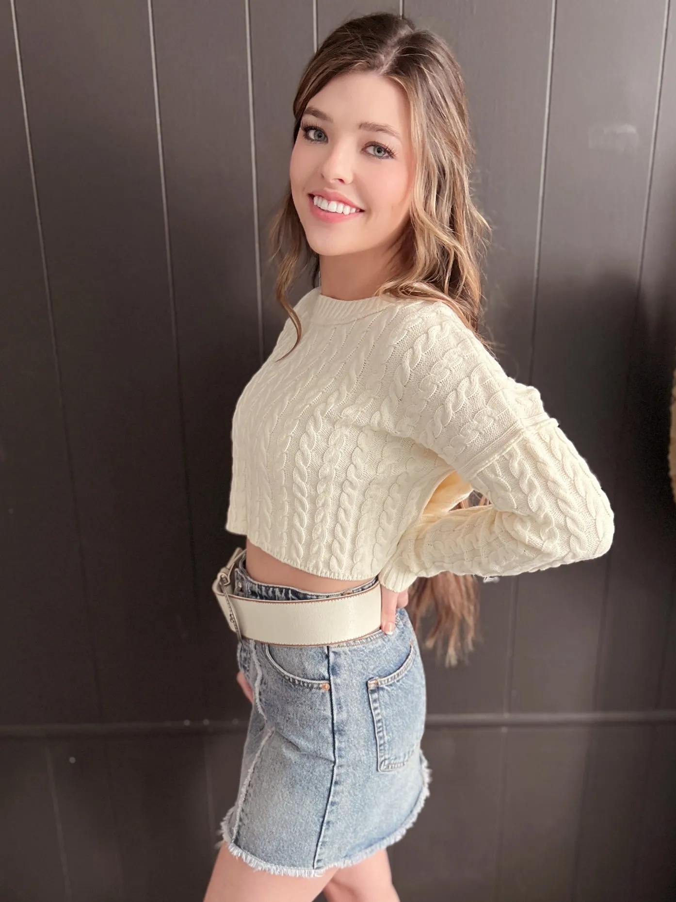 Denim Mini Skirt With Frayed Hem