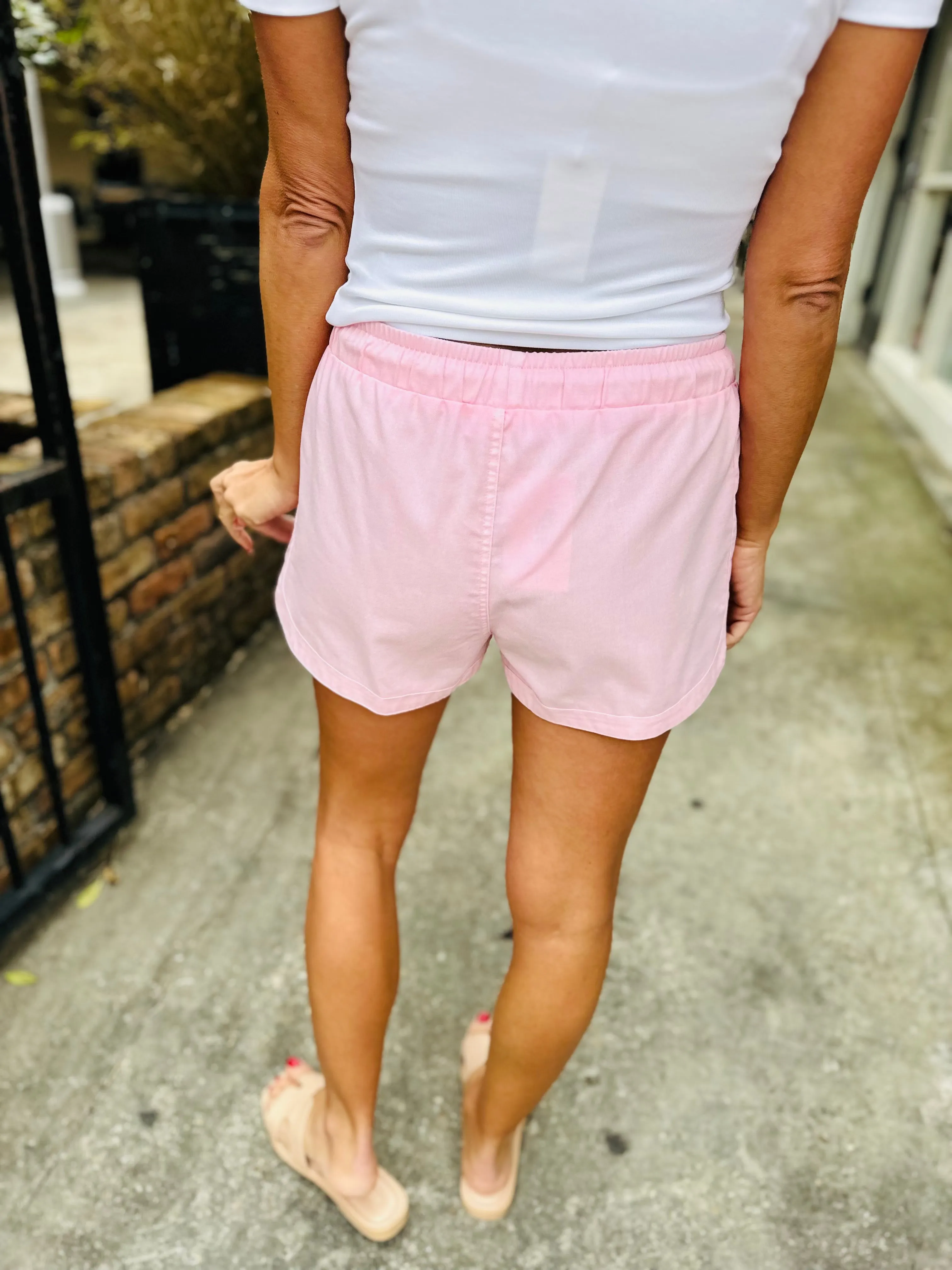 Denny Drawstring Shorts- Soft Pink