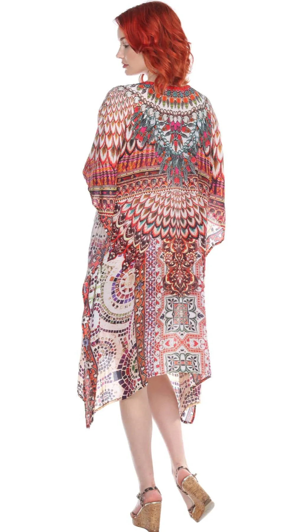 Designer Women's Beach Kaftan Dress in Viscose Silk