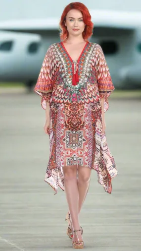 Designer Women's Beach Kaftan Dress in Viscose Silk