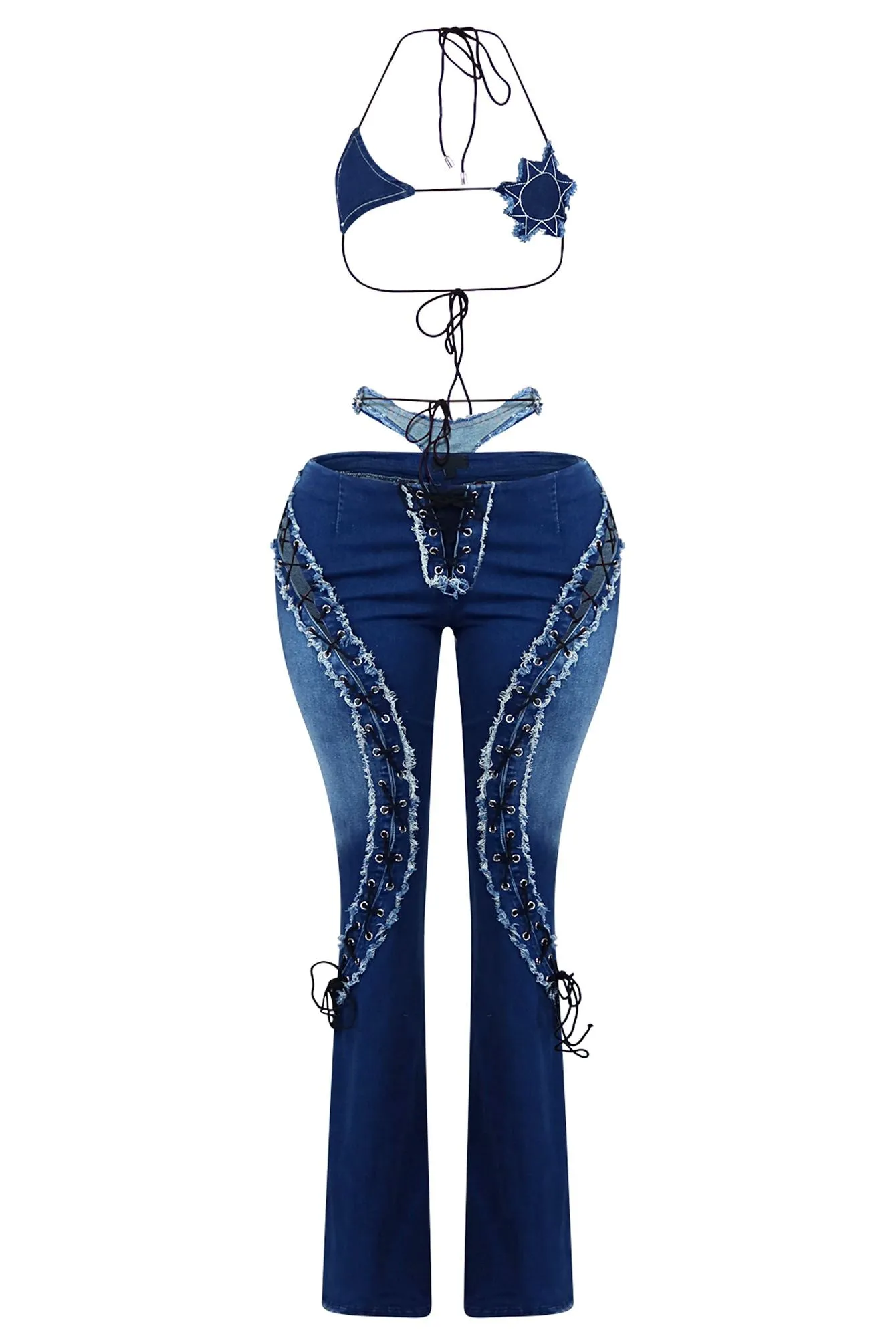 Don't Stop Unbalanced Bra Top & Pants SET