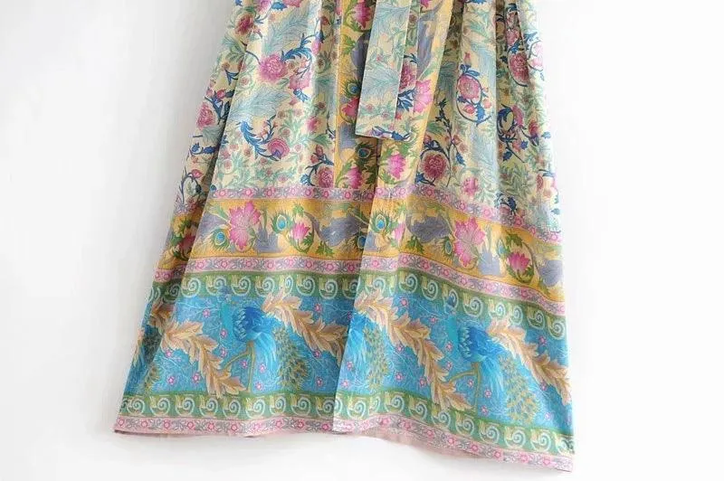 European and American women's long kimono printed bat sleeve style cardigan women Bohemian holiday dress
