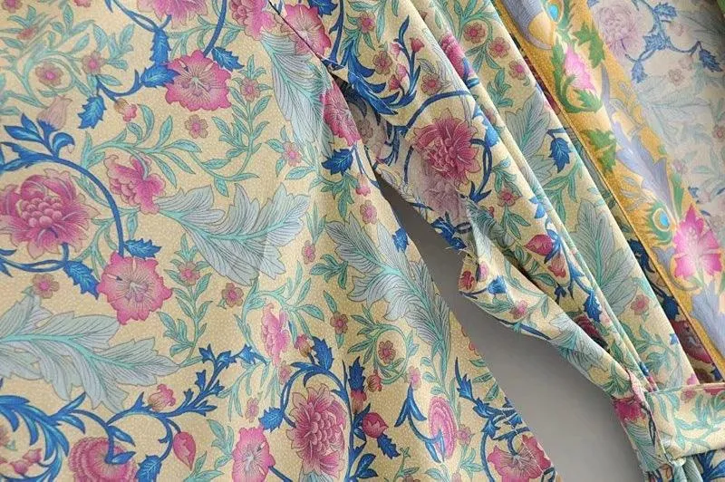European and American women's long kimono printed bat sleeve style cardigan women Bohemian holiday dress