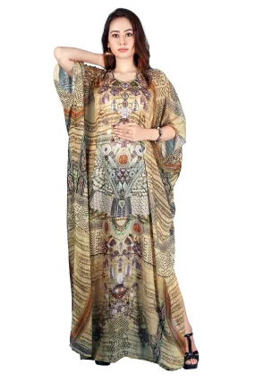 Exotic Designer Bohemian Print Kaftans Maxi Dress Cruise wear kaftans