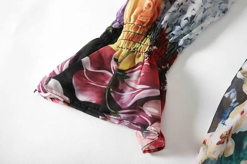 FashionSierra - Floral Printed Ruffles Elegant Designer Casual Holiday Maxi Dresses