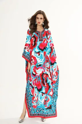 FashionSierra - Plus Sizes Printed Knitted Elastic Maxi Long Dresses