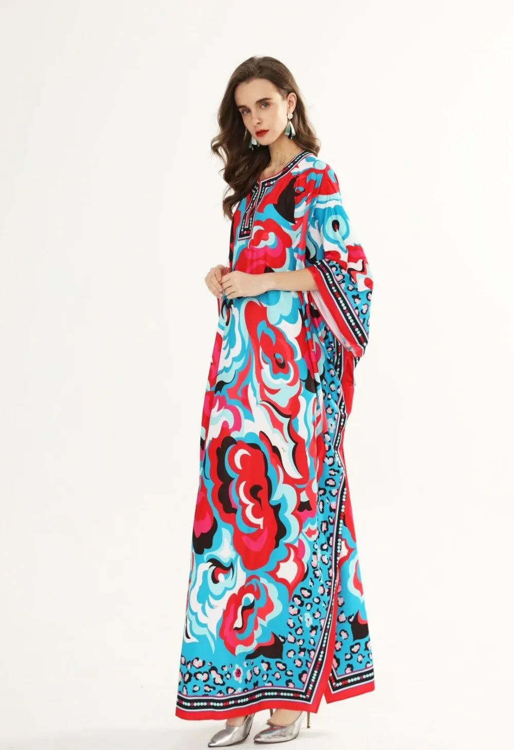FashionSierra - Plus Sizes Printed Knitted Elastic Maxi Long Dresses