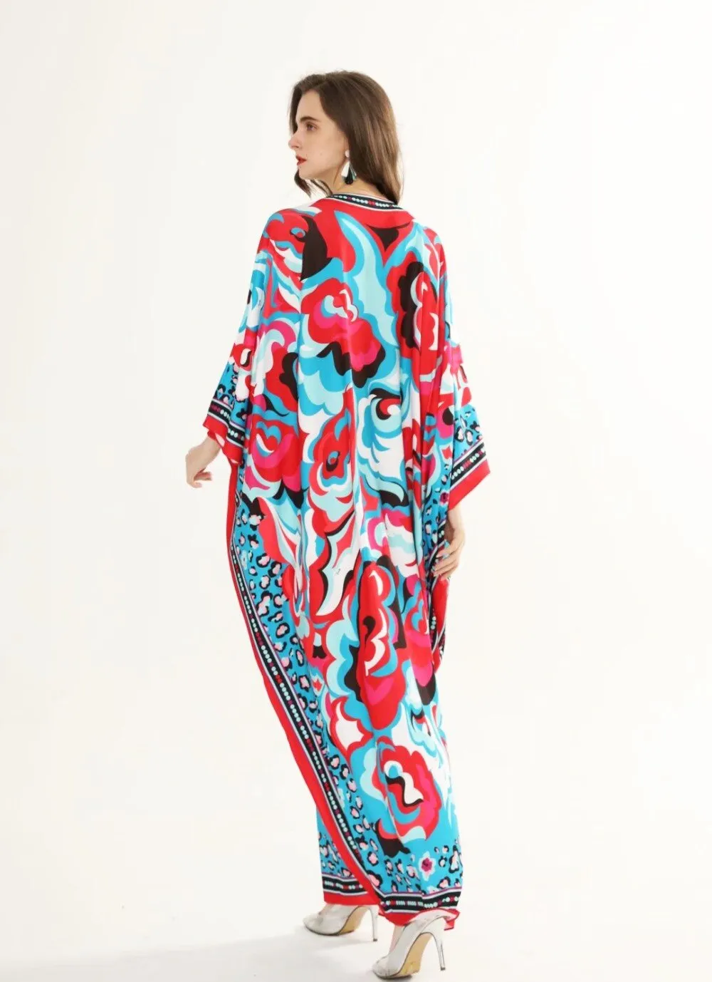 FashionSierra - Plus Sizes Printed Knitted Elastic Maxi Long Dresses