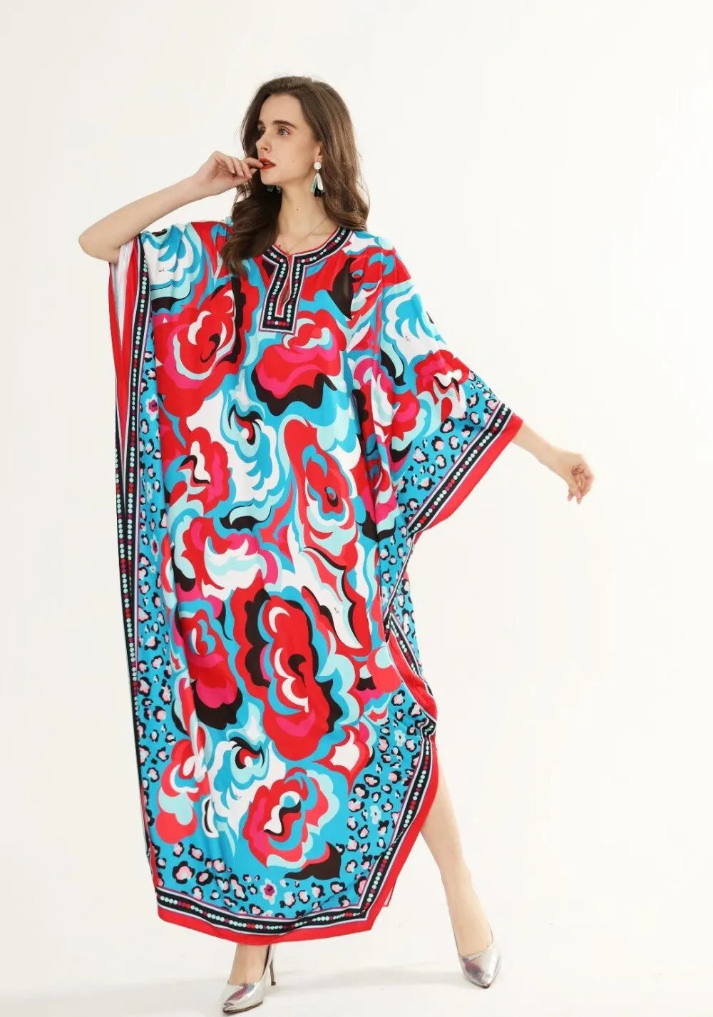 FashionSierra - Plus Sizes Printed Knitted Elastic Maxi Long Dresses