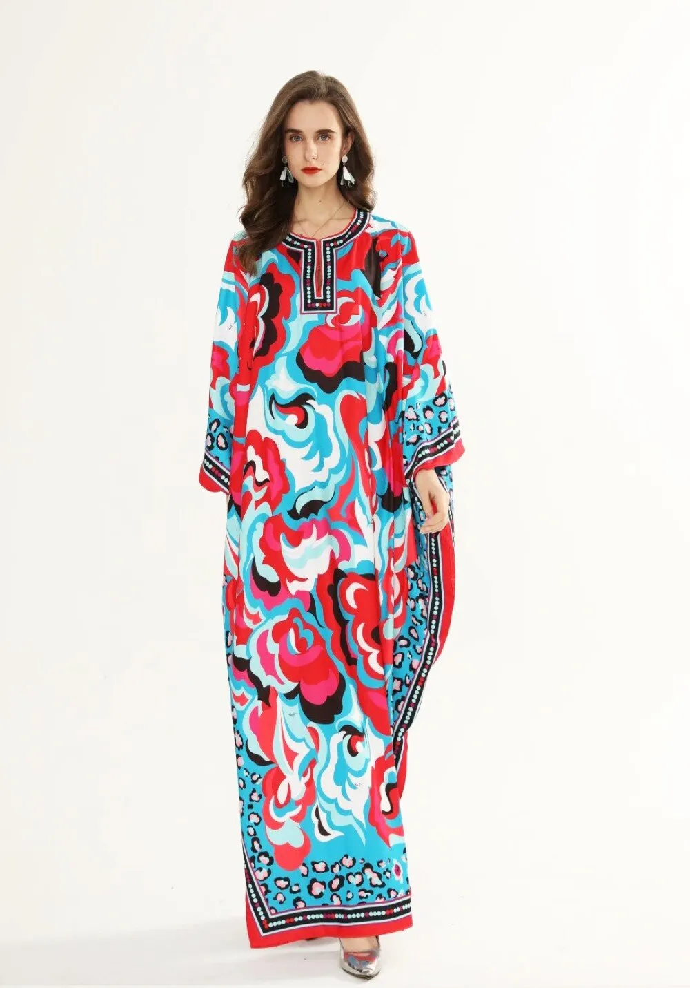 FashionSierra - Plus Sizes Printed Knitted Elastic Maxi Long Dresses