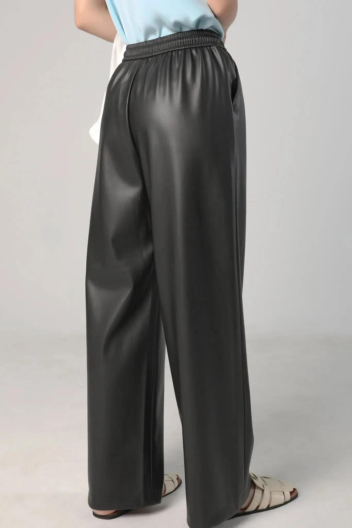 Faux Leather Wide Leg Pants