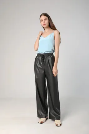 Faux Leather Wide Leg Pants