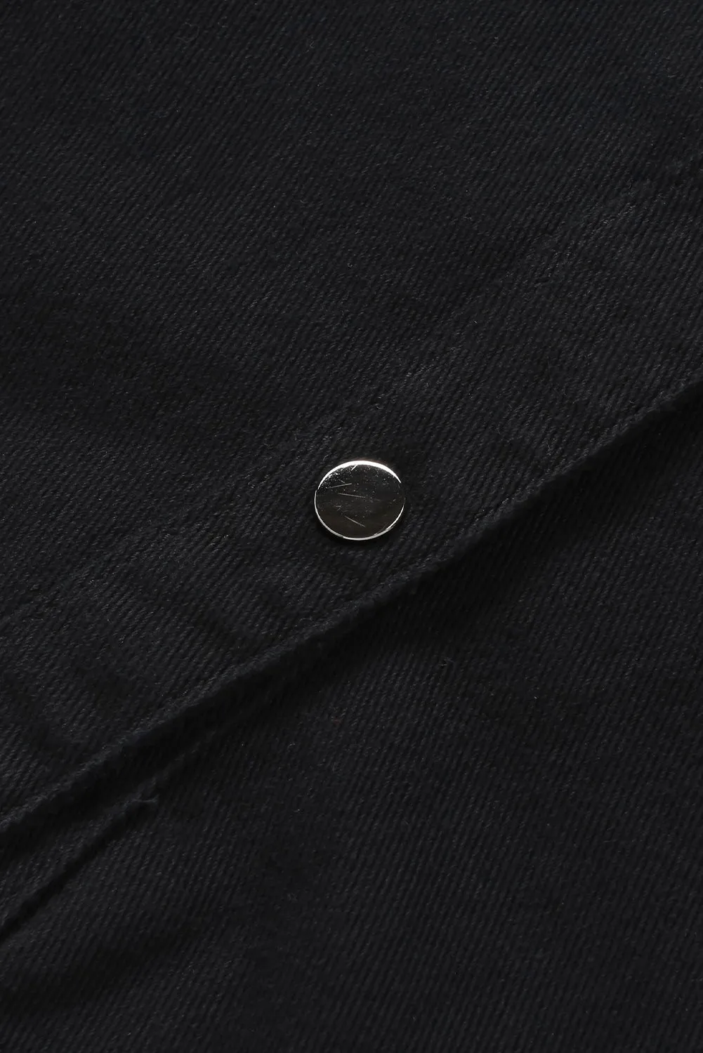 Frayed Trim Snap Denim Jacket