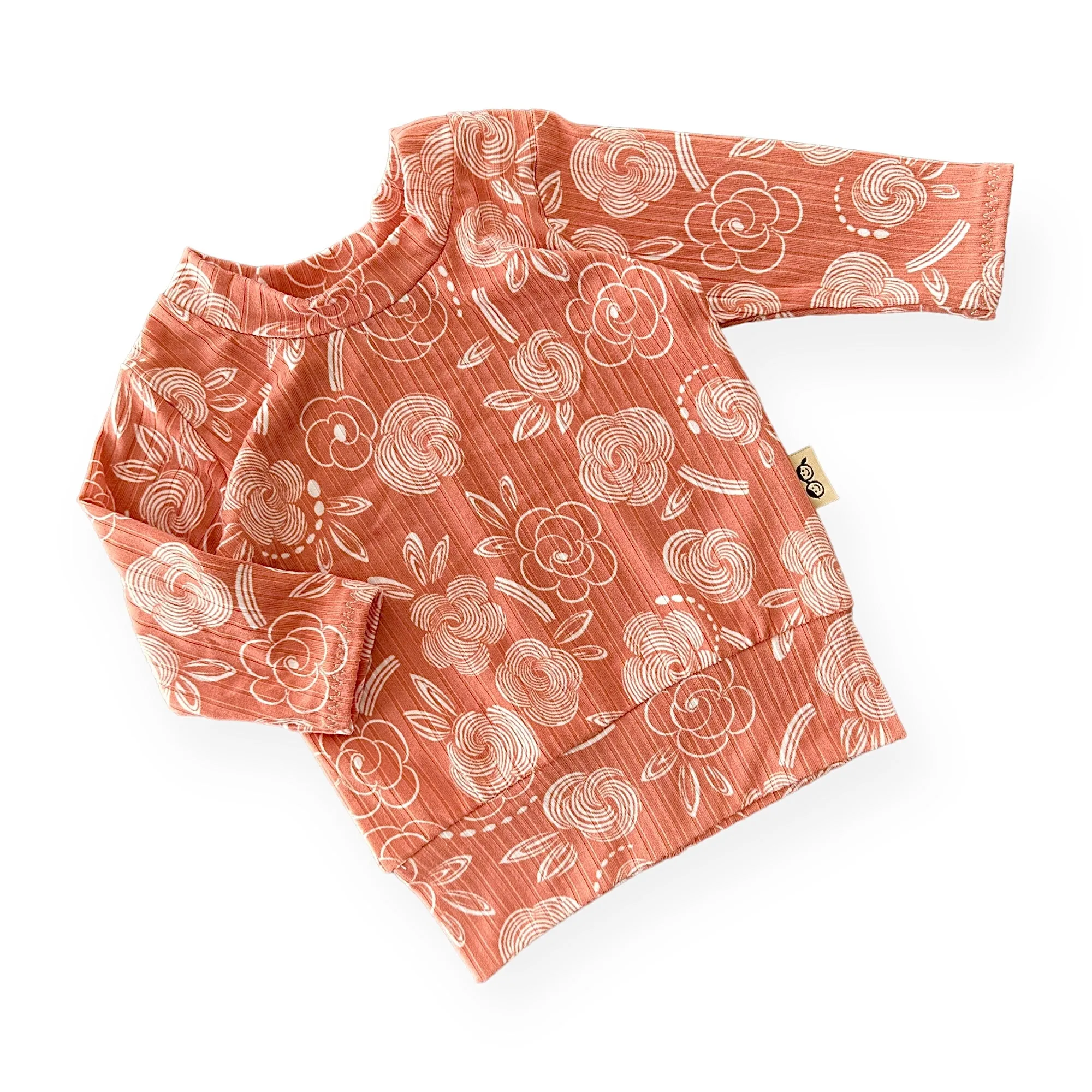 Geo Flowers Rose Ribbed Lounge Set