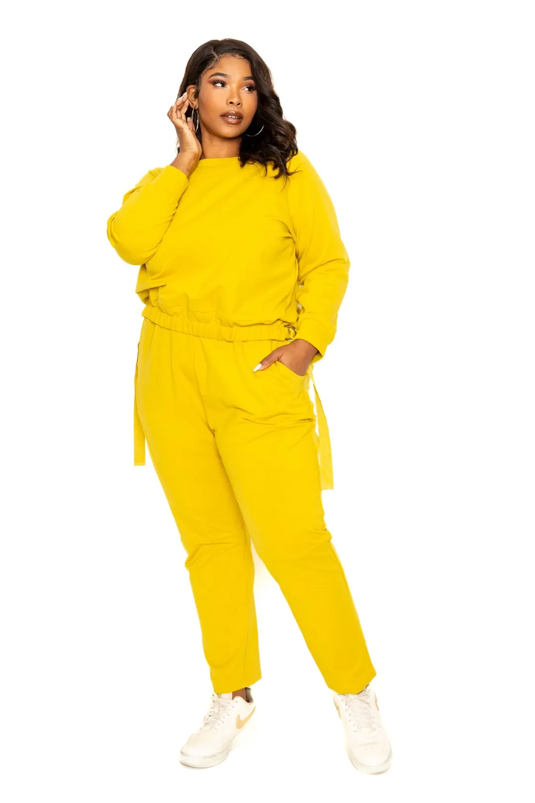 Grommet Detail Lounge Sets (Plus Size)