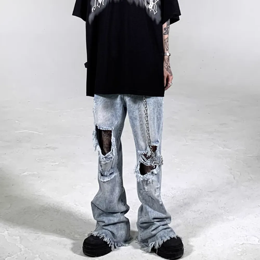 High Street Boot Cut Frayed Jeans