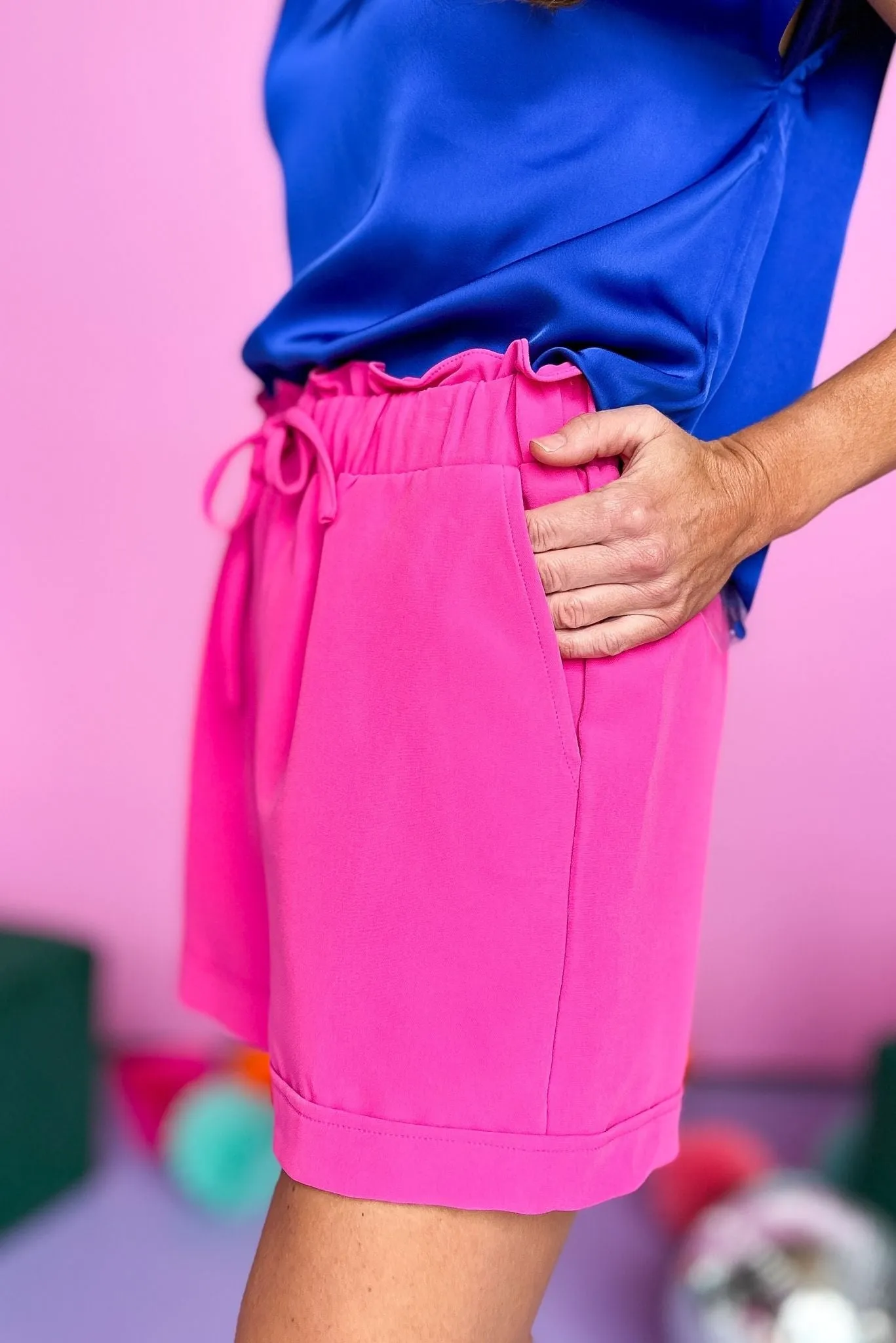 Hot Pink Drawstring Pull On Shorts *FINAL SALE*