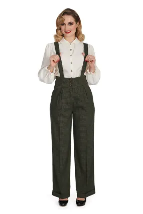 Jenny Check High Waisted Suspender Pants by Banned