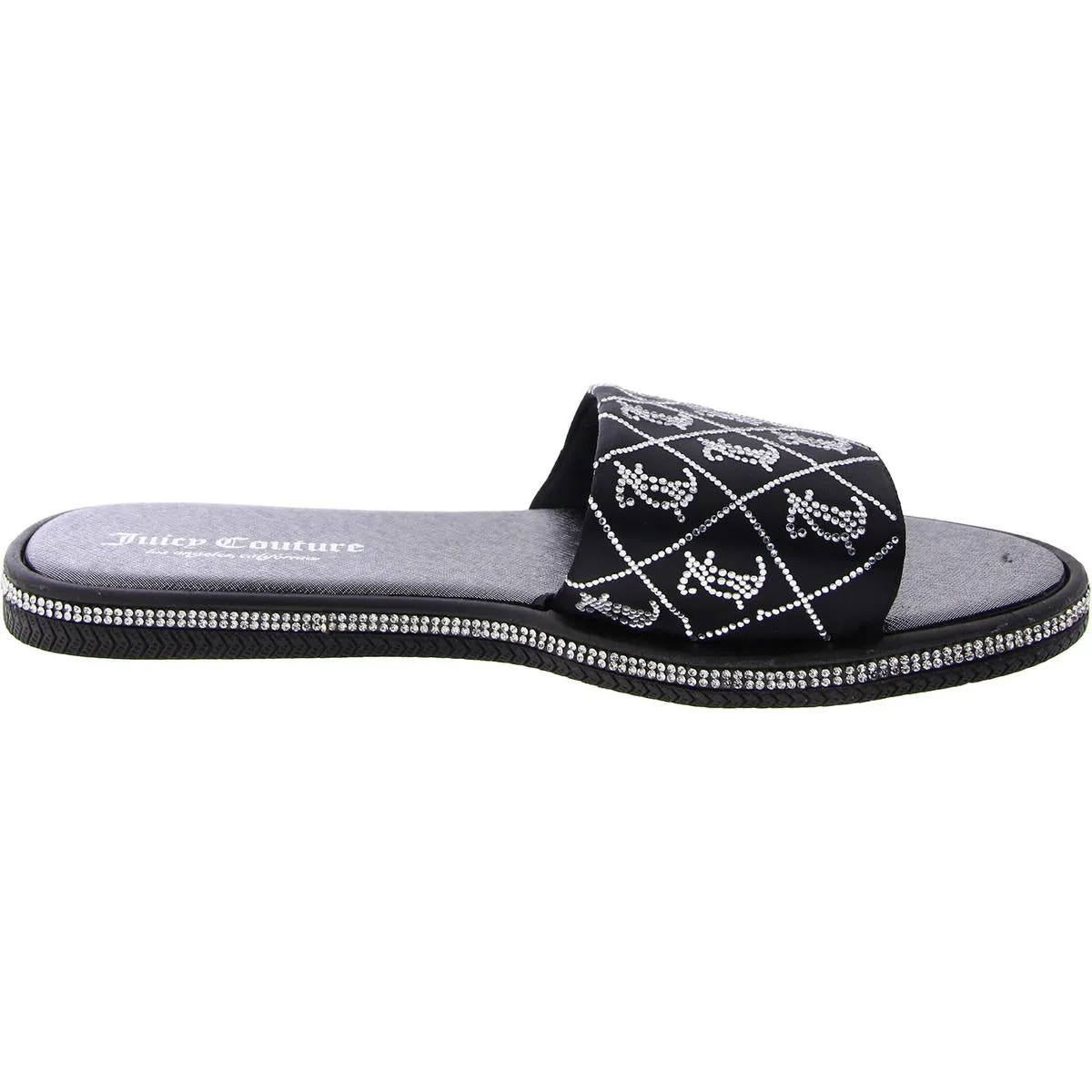 Juicy Couture Womens YOGAA Rhinestone Slip On Slide Sandals