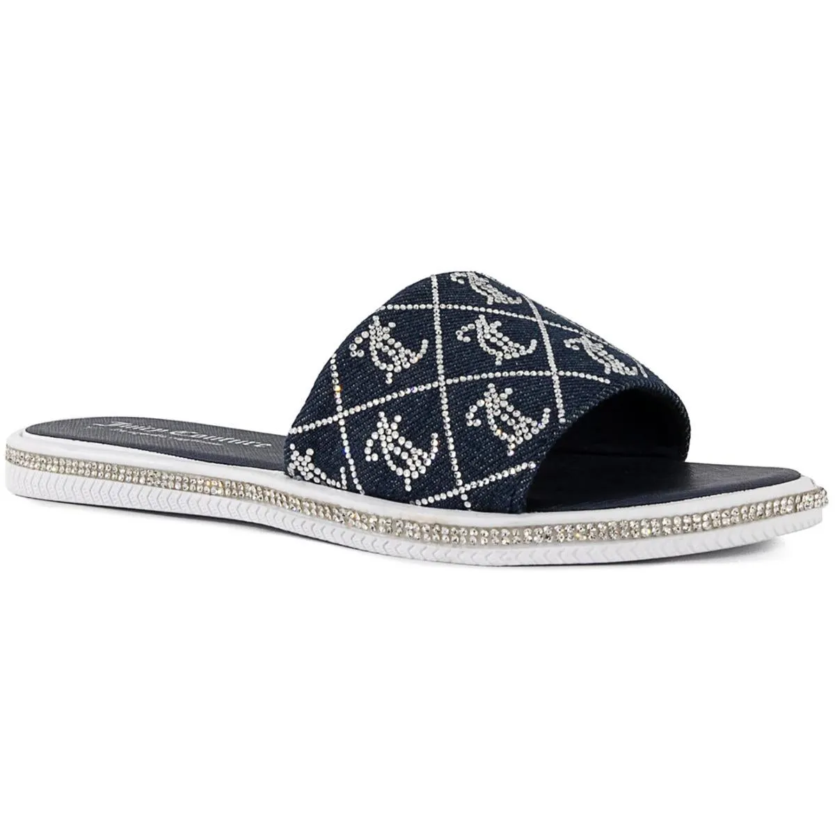 Juicy Couture Womens YOGAA Rhinestone Slip On Slide Sandals