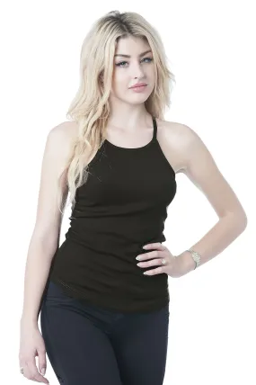 Khanomak Sleeveless Ribbed High Neck Cami Tank Top