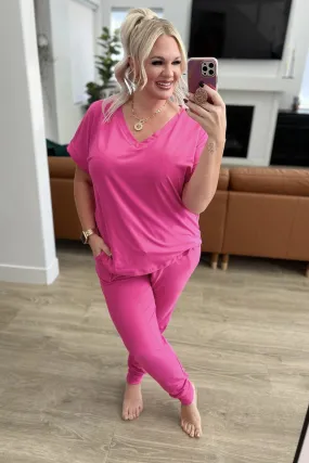 Krisie V-Neck Lounge Set-#2-Hot Pink