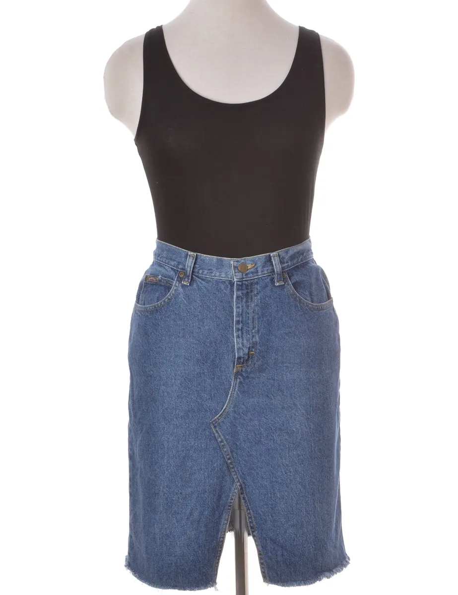 Label Stone Wash Midi Denim Jeans Skirt