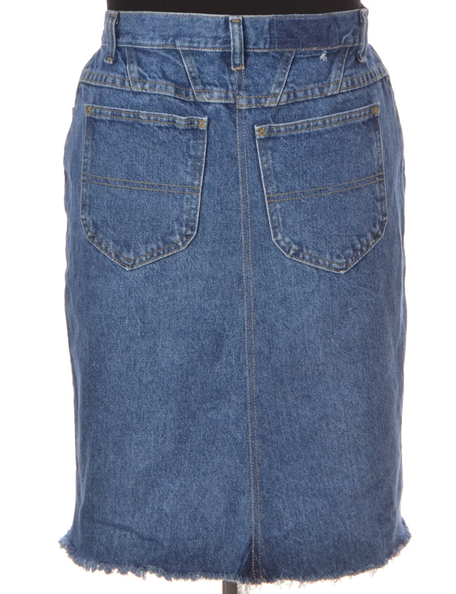 Label Stone Wash Midi Denim Jeans Skirt