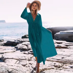Lace Drawstring Lace-up Flowy Tassel Las Vegas Bohemian Maxi Dress #Lace-Up #Bohemian