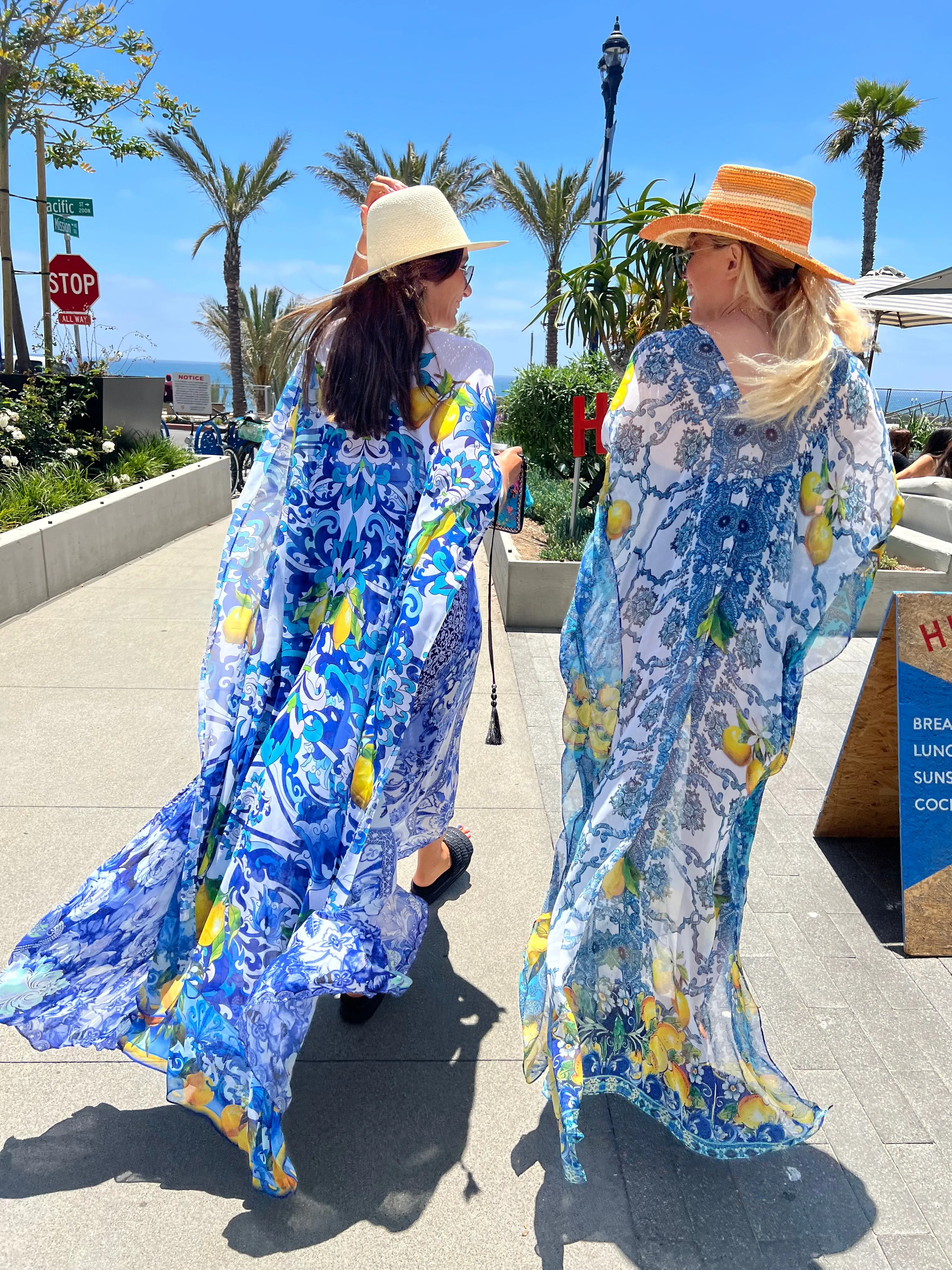 Lemon Garden  - Side Drape Kaftan
