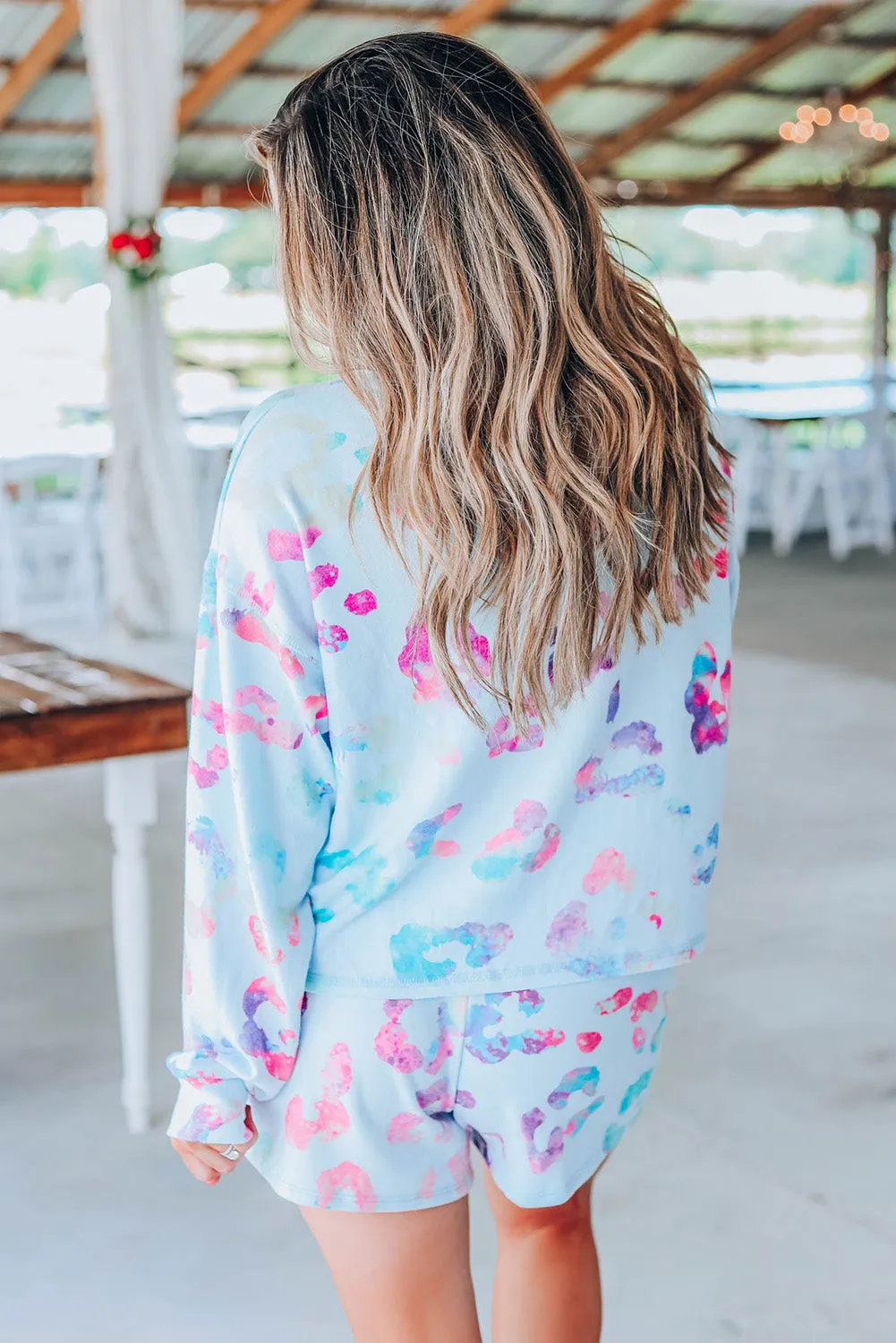 Leopard Print Hoodie and Shorts Set