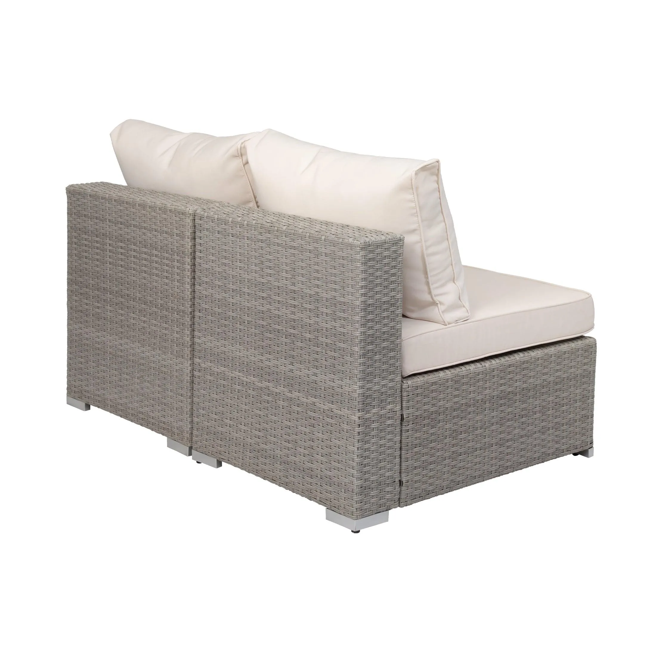 London 3-Piece Outdoor Patio Bistro Conversation Sofa with Coffee Table Set Gray/Ivory