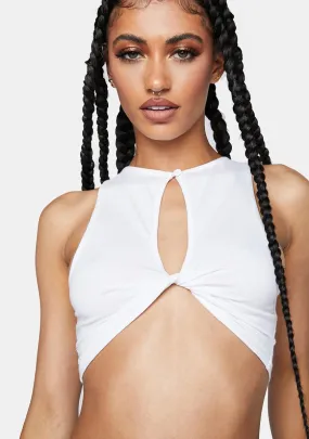 Lycra White Zeme Crop Top