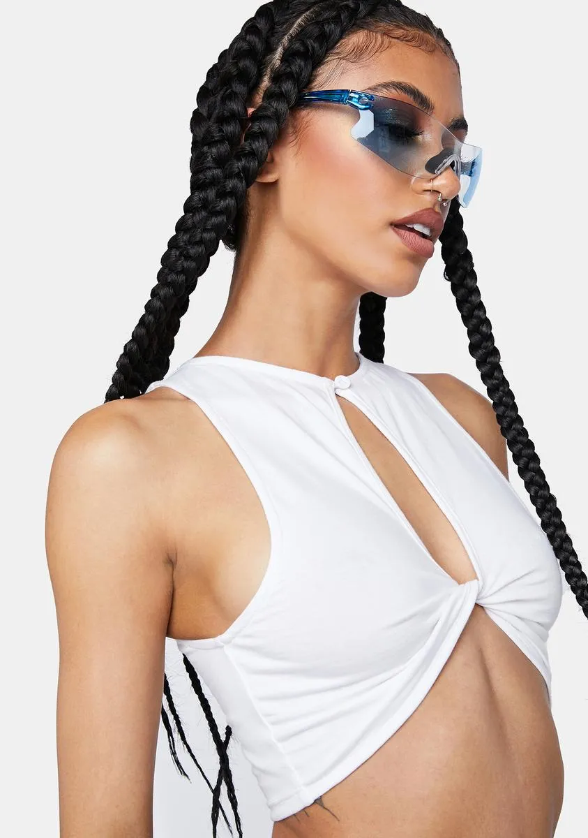 Lycra White Zeme Crop Top