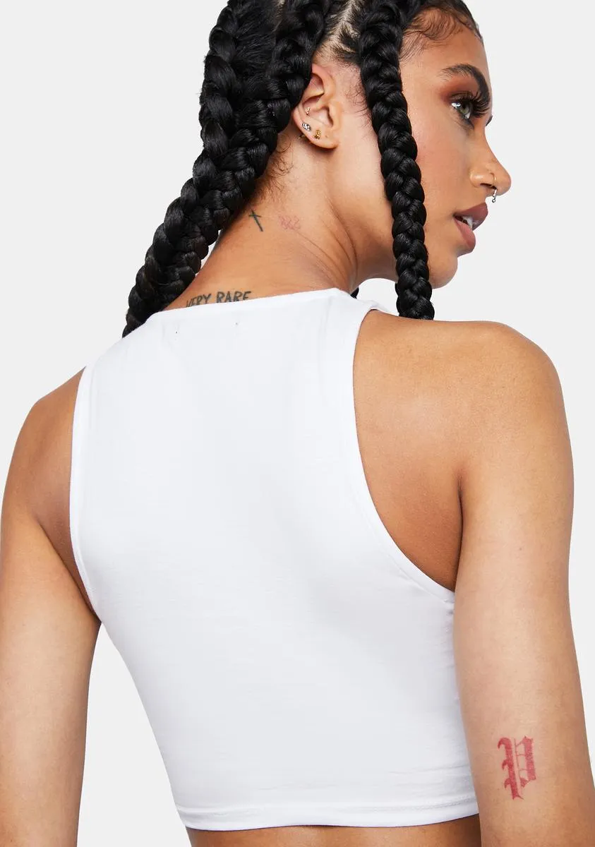 Lycra White Zeme Crop Top