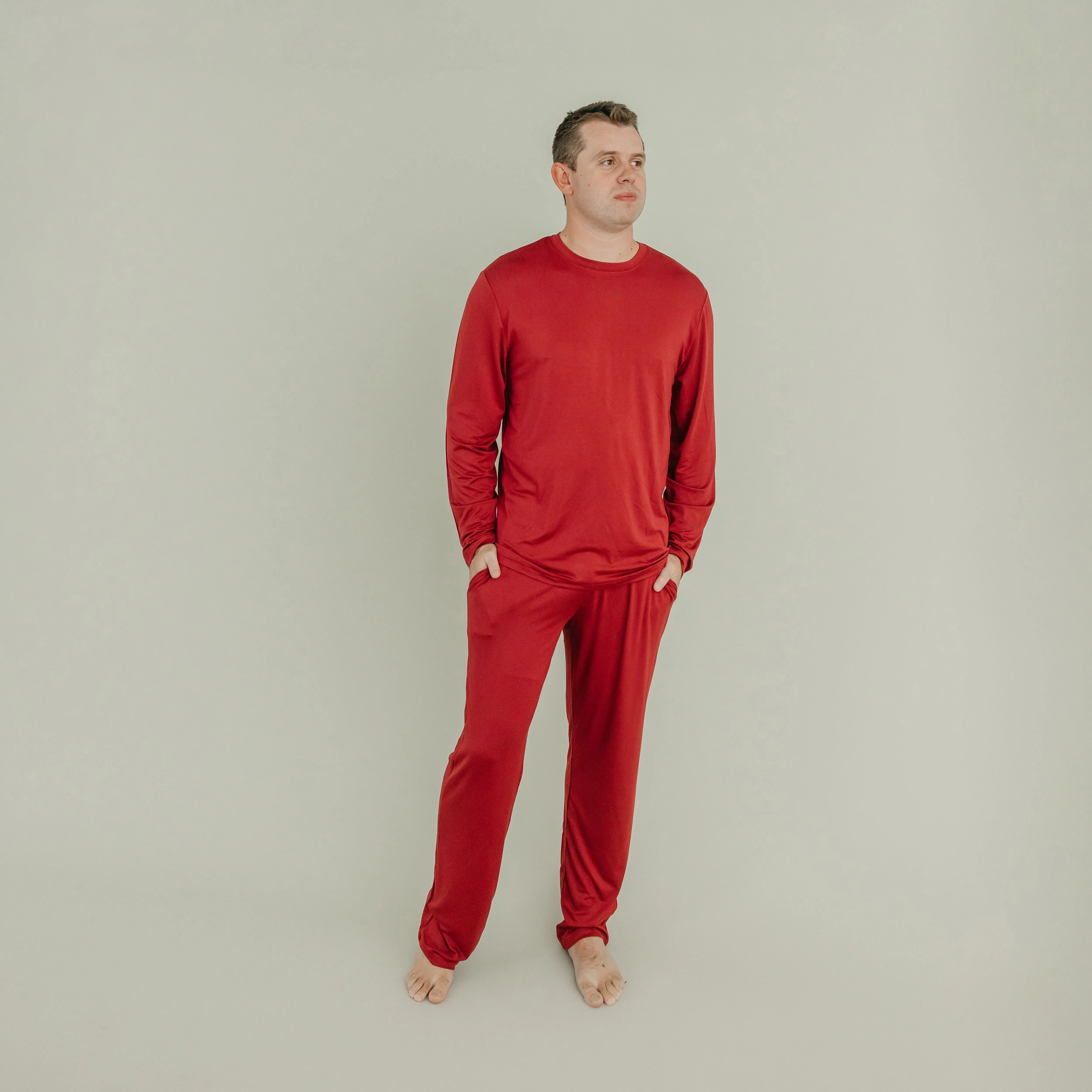 Men's Long Sleeve Pajama Set - Cranberry