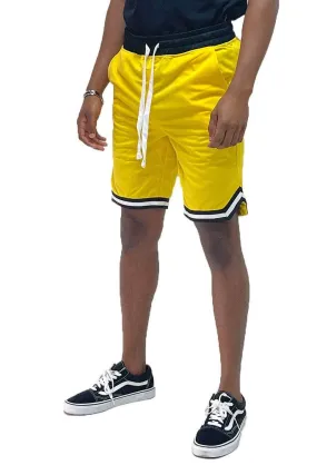 Mens Yellow Black Chevron Trim Drawstring Shorts